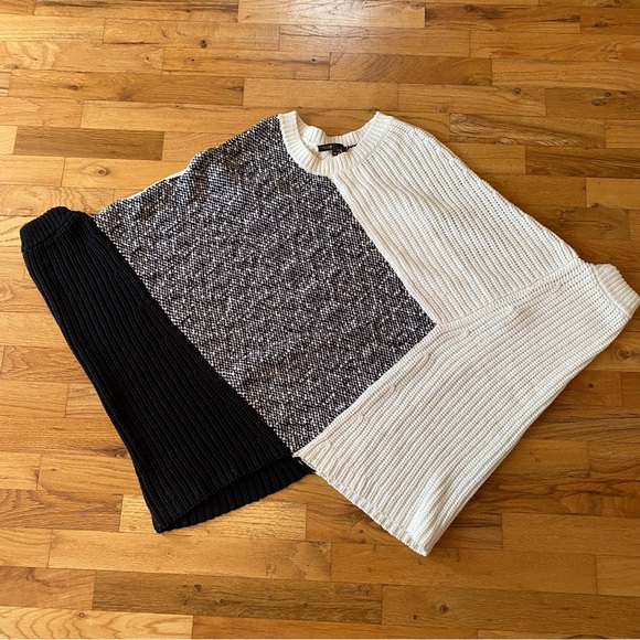 Maje M/L  cape/cocoon/ poncho sweater black/off white - Picture 7 of 7